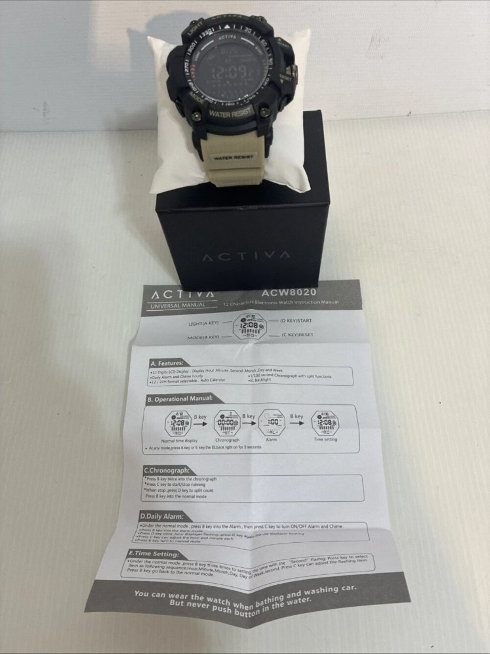 Share Activa Strike X Invicta Men's Digital Sport Watch Beige Black ACW8020-002